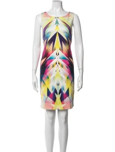 Pre-owned Nicole Miller Printed Mini Dress In Multicolor