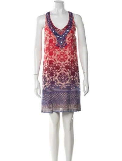 Pre-owned Nicole Miller Printed Mini Dress In Orange