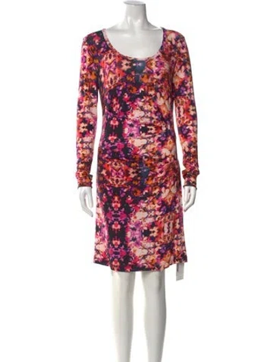 Pre-owned Nicole Miller Printed Mini Dress In Pink
