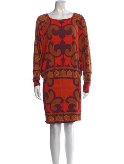 Pre-owned Nicole Miller Printed Mini Dress In Red