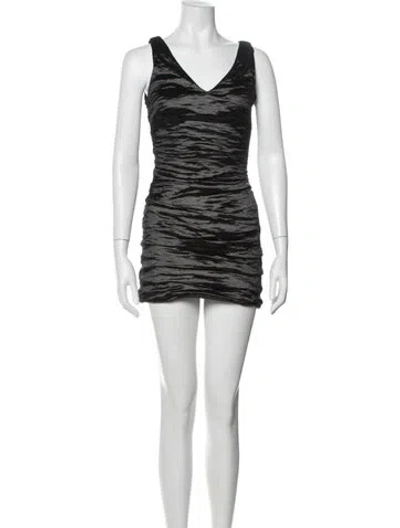 Pre-owned Nicole Miller Printed Mini Dress In Silver