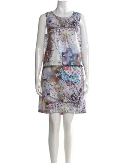 Pre-owned Nicole Miller Printed Mini Dress W/ Tags In Neutral