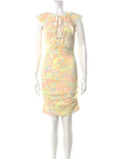 Pre-owned Nicole Miller Printed Mini Dress W/ Tags In Yellow