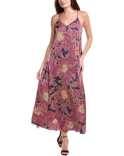 Nicole Miller Printed Palma Satin Maxi Dress In Pink