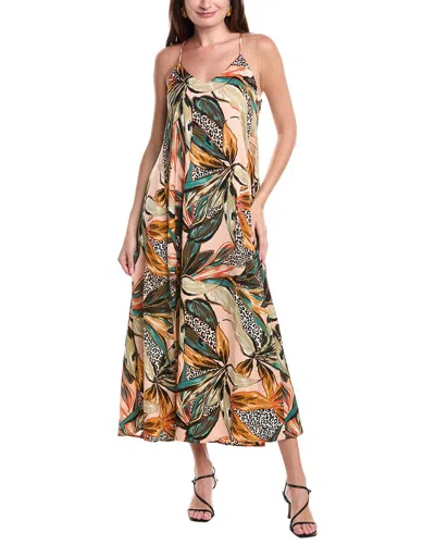 NICOLE MILLER PRINTED PALMA SATIN MAXI DRESS