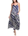 Nicole Miller Printed Palma Satin Maxi Dress In Multi