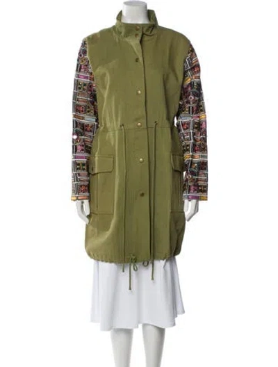 Pre-owned Nicole Miller Printed Parka W/ Tags In Green