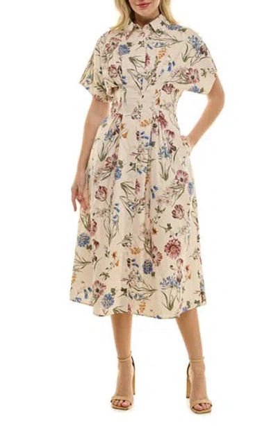 Nicole Miller Printed Stretch Cotton Shirtdress In Multi