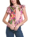 Nicole Miller Printed Top In Pink