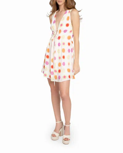 Nicole Miller Radiant Aura Silk Mini Dress In White Aura Dot In Multi