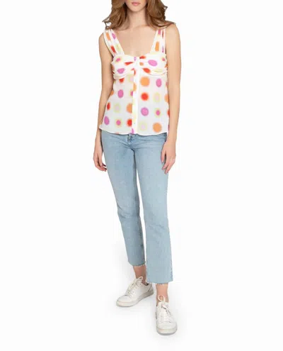 Nicole Miller Radiant Aura Silk Top In White Aura Dot In Multi
