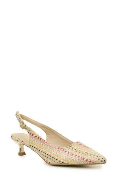 Nicole Miller Raffia Kitten Heel Slingback Pump In Multi Raffia