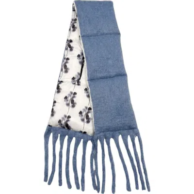 Nicole Miller Reversible Quilted Pull Through Scarf In Blue