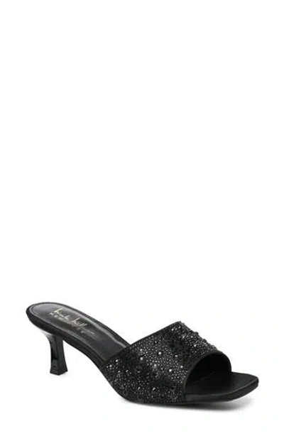 Nicole Miller Rhinestone Embellished Mule Heeled Sandal In Black Bling