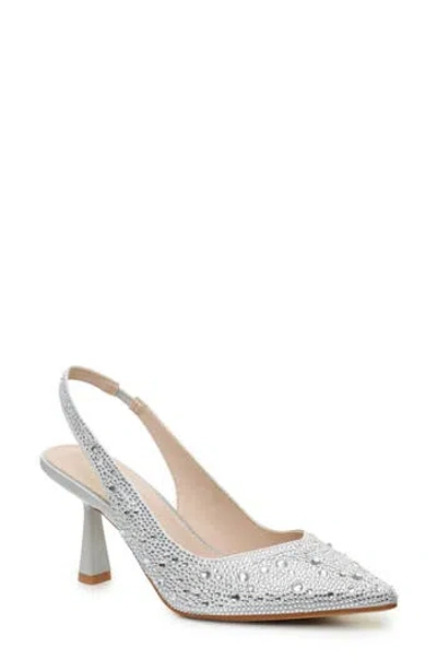 Nicole Miller Rhinestone Slingback Pump In Silver Bling