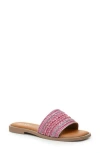 Nicole Miller Rhinestone Woven Slide Sandal In Fuchsia Multi