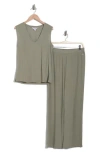 Nicole Miller Rib Muscle Tank & Pants Pajamas In Palm Dusk