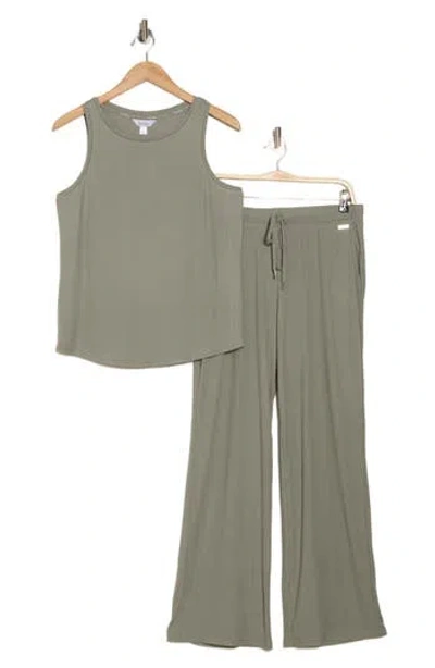 Nicole Miller Rib Pajamas In Palm Dusk