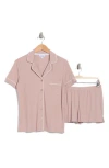 Nicole Miller Rib Piped Trim Pajamas In Sierra Taupe