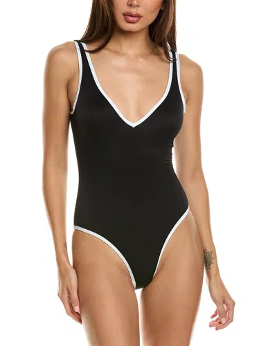 Nicole Miller Ribbed One-piece In Black