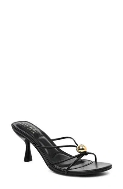 Nicole Miller Rolled Strap Heeled Sandal In Black