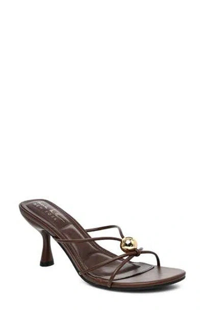 Nicole Miller Rolled Strap Heeled Sandal In Burgundy