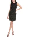 Nicole Miller Rose Applique Sheath Dress In Black