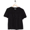 Nicole Miller Round Neck Short Sleeve Top In Black