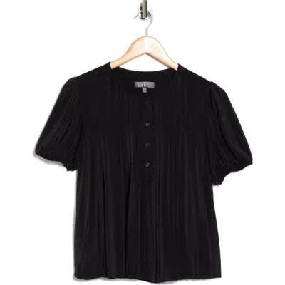 Nicole Miller Round Neck Short Sleeve Top In Black