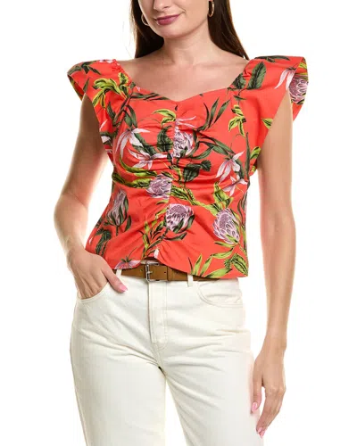 Nicole Miller Ruched Top In Orange