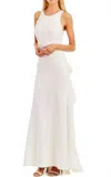 Nicole Miller Ruffle Back Crepe Formal Gown In Diamond White In White