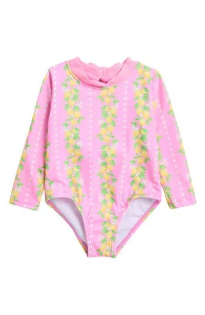 Nicole Miller Babies'  Ruffle Cutout One-piece Rashguard Swimsuit In Bubblegum Pink