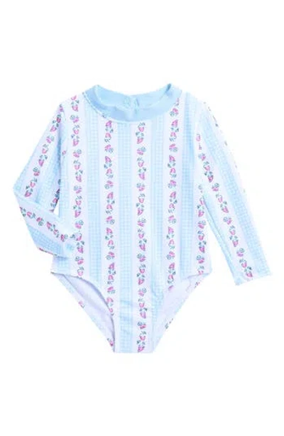 Nicole Miller Babies'  Ruffle Cutout One-piece Rashguard Swimsuit In Cerulean