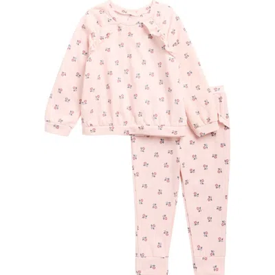 Nicole Miller Babies'  Ruffle Sweatshirt & Pants Set In Pink