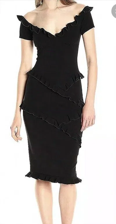 Nicole Miller Ruffled Demi Dress In Black