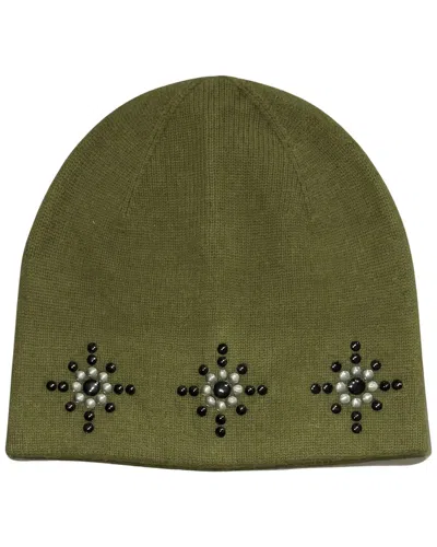 Nicole Miller Rustic Stud Beanie In Green