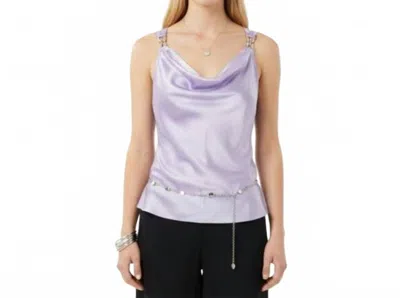 Nicole Miller Satin Drape Neck Camisole Top In Lilac In Purple