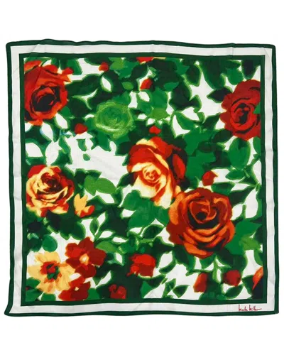 Nicole Miller Satin Floral Square Scarf In Green