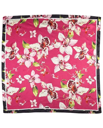 Nicole Miller Satin Floral Square Scarf In Gold