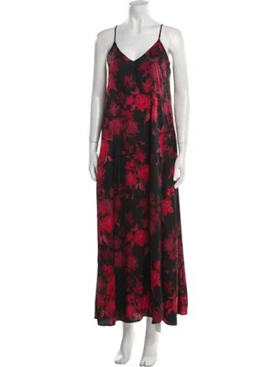 Pre-owned Nicole Miller Satin Long Dress W/ Tags In Red