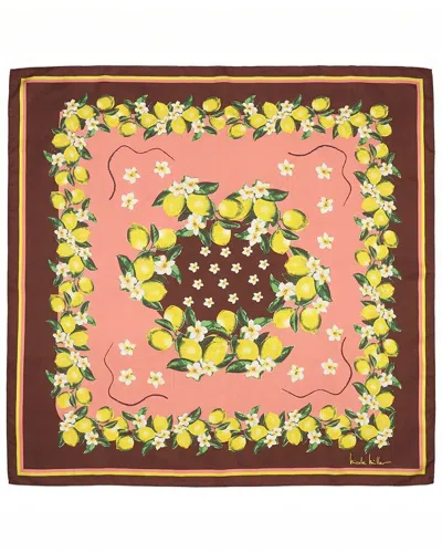 Nicole Miller Satin Square Scarf In Brown