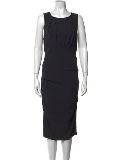 Pre-owned Nicole Miller Scoop Neck Knee-length Dress In Black