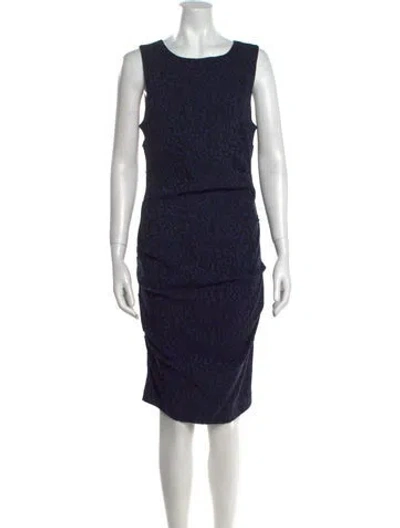 Pre-owned Nicole Miller Scoop Neck Knee-length Dress In Blue