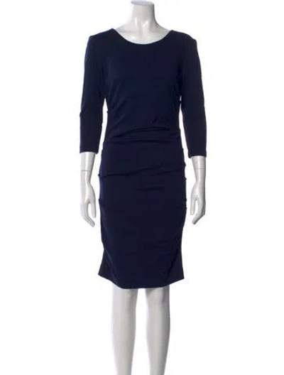 Pre-owned Nicole Miller Scoop Neck Knee-length Dress In Blue