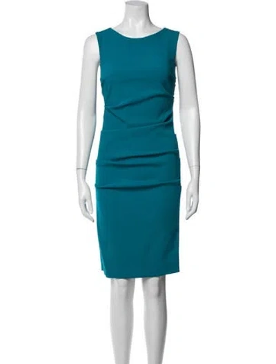 Pre-owned Nicole Miller Scoop Neck Knee-length Dress In Blue
