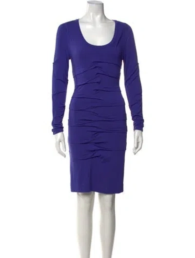 Pre-owned Nicole Miller Scoop Neck Knee-length Dress In Purple