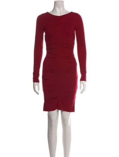 Pre-owned Nicole Miller Scoop Neck Knee-length Dress In Red