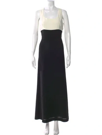 Pre-owned Nicole Miller Scoop Neck Long Dress In Black