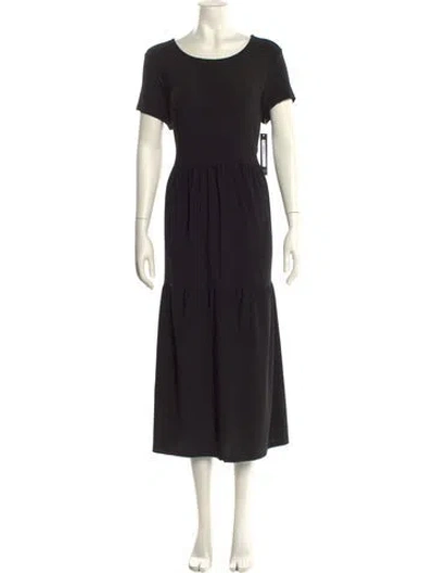 Pre-owned Nicole Miller Scoop Neck Long Dress In Black