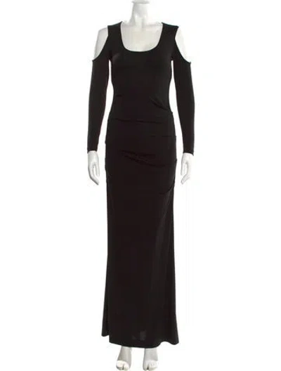 Pre-owned Nicole Miller Scoop Neck Long Dress In Black